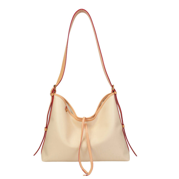Colorblock Water-Resistant Hobo Tote Bag with Leather Trim-0