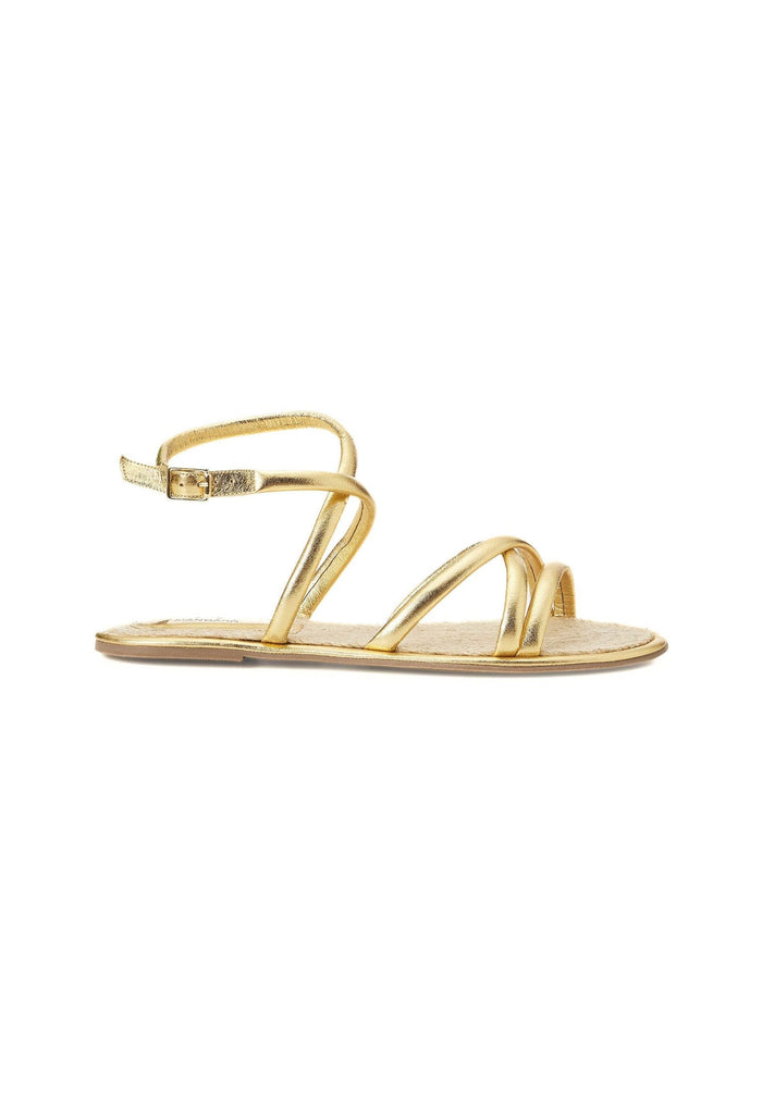 Angico White Leather Flat Sandals