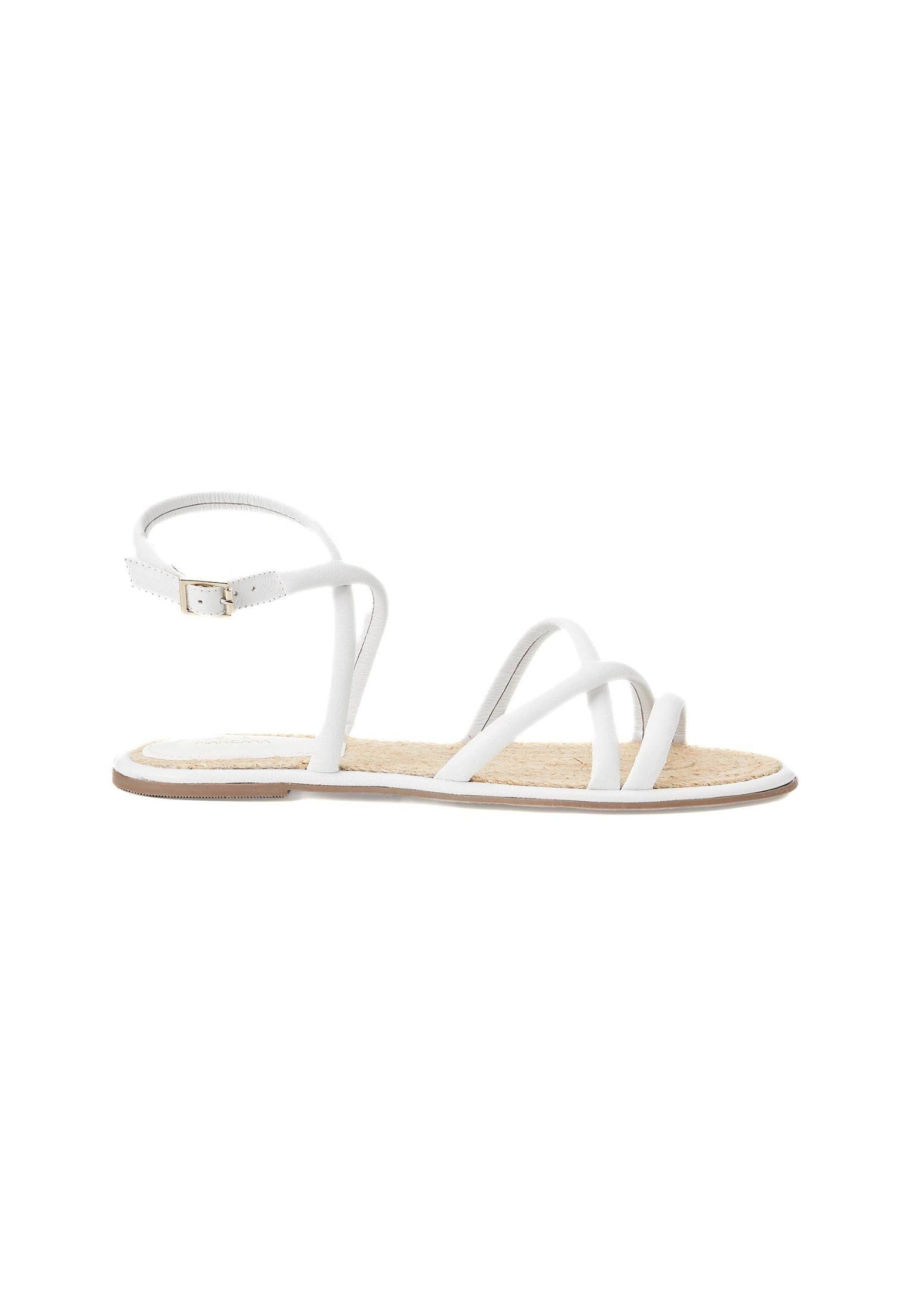 Angico White Leather Flat Sandals-0