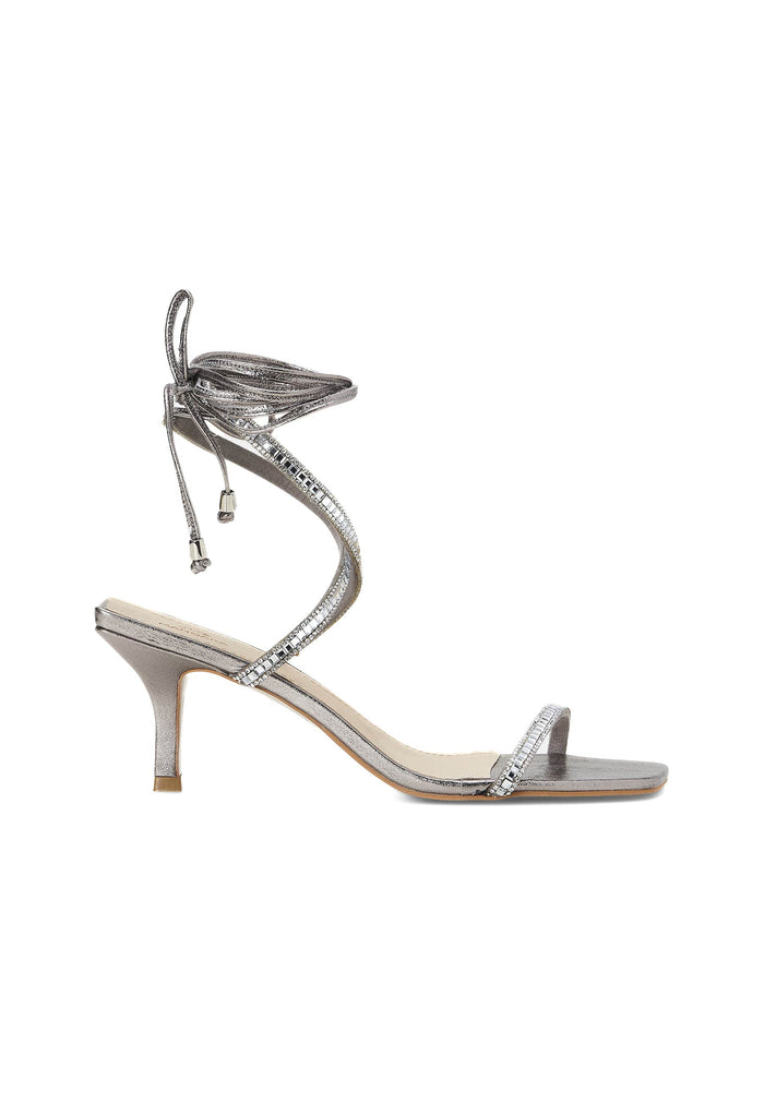 Aroeira Silver Leather Sandals – 8cm Heel