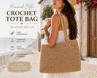 Crochet Raffia Tote Bag Large Capacity Minimalist Woven Shoulder Bag Summer Beach Shopper Handmade Boho Handbag Women Gift-4