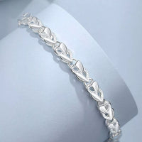 925 Sterling Silver Heart Link Bracelet