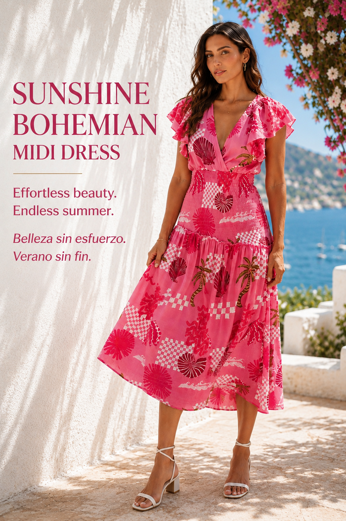 Sunshine Bohemian Midi Dress