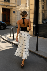 Falda midi de lunares