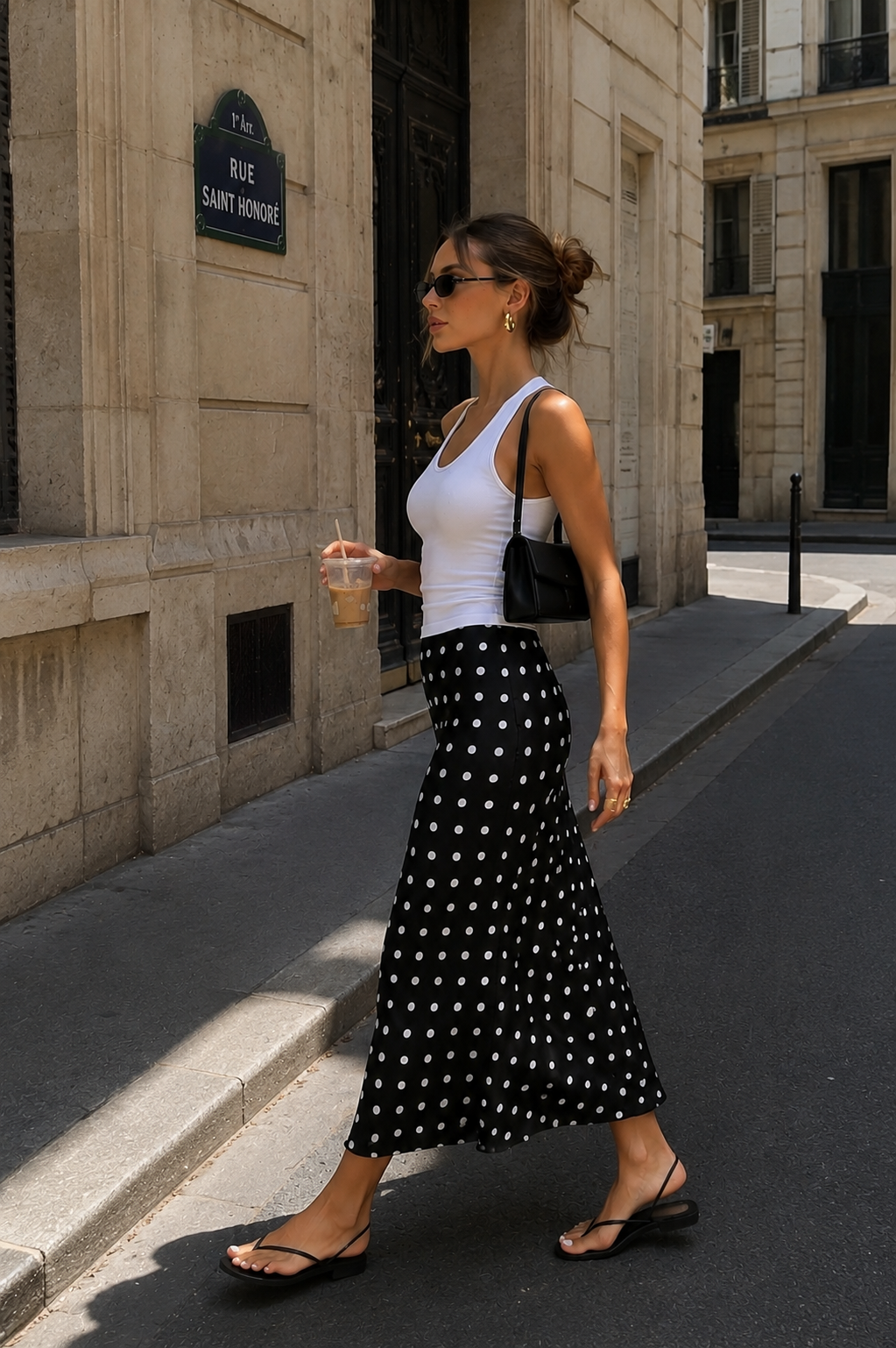 Falda midi de lunares