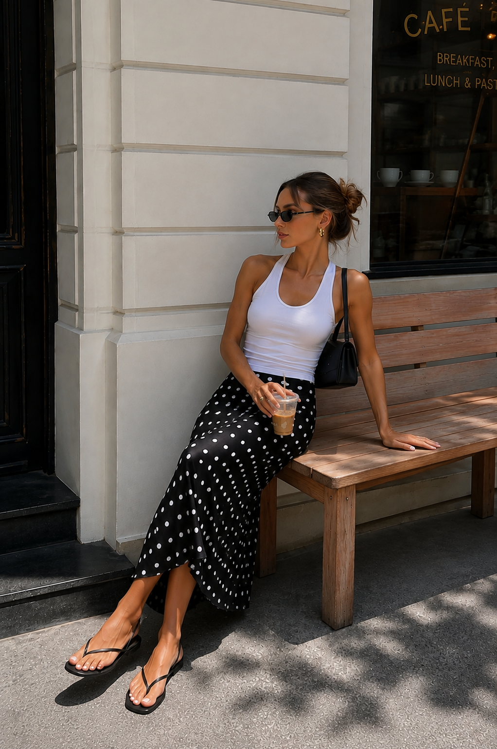 Falda midi de lunares