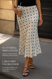 Falda midi de lunares