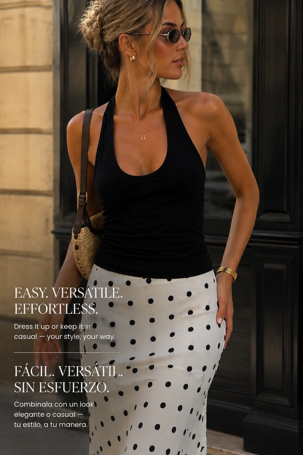 Falda midi de lunares