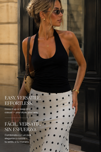 Falda midi de lunares