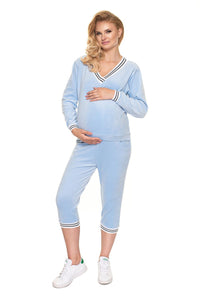 Conjunto Premamá Terciopelo Cuello V 3/4