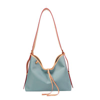 Colorblock Water-Resistant Hobo Tote Bag with Leather Trim-5