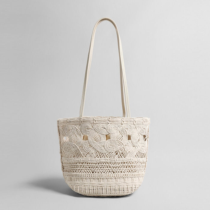 Macramé Open-Weave Tote Bag – Handcrafted Cotton Rope Shoulder Bag with Drawstring Liner-0
