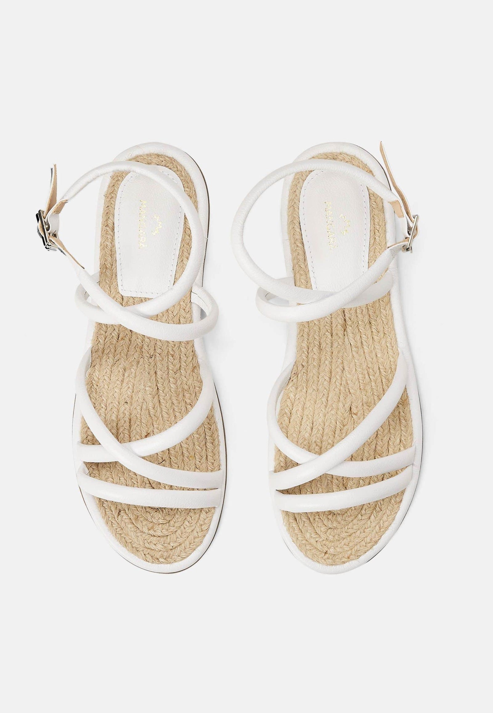 Angico White Leather Flat Sandals-1
