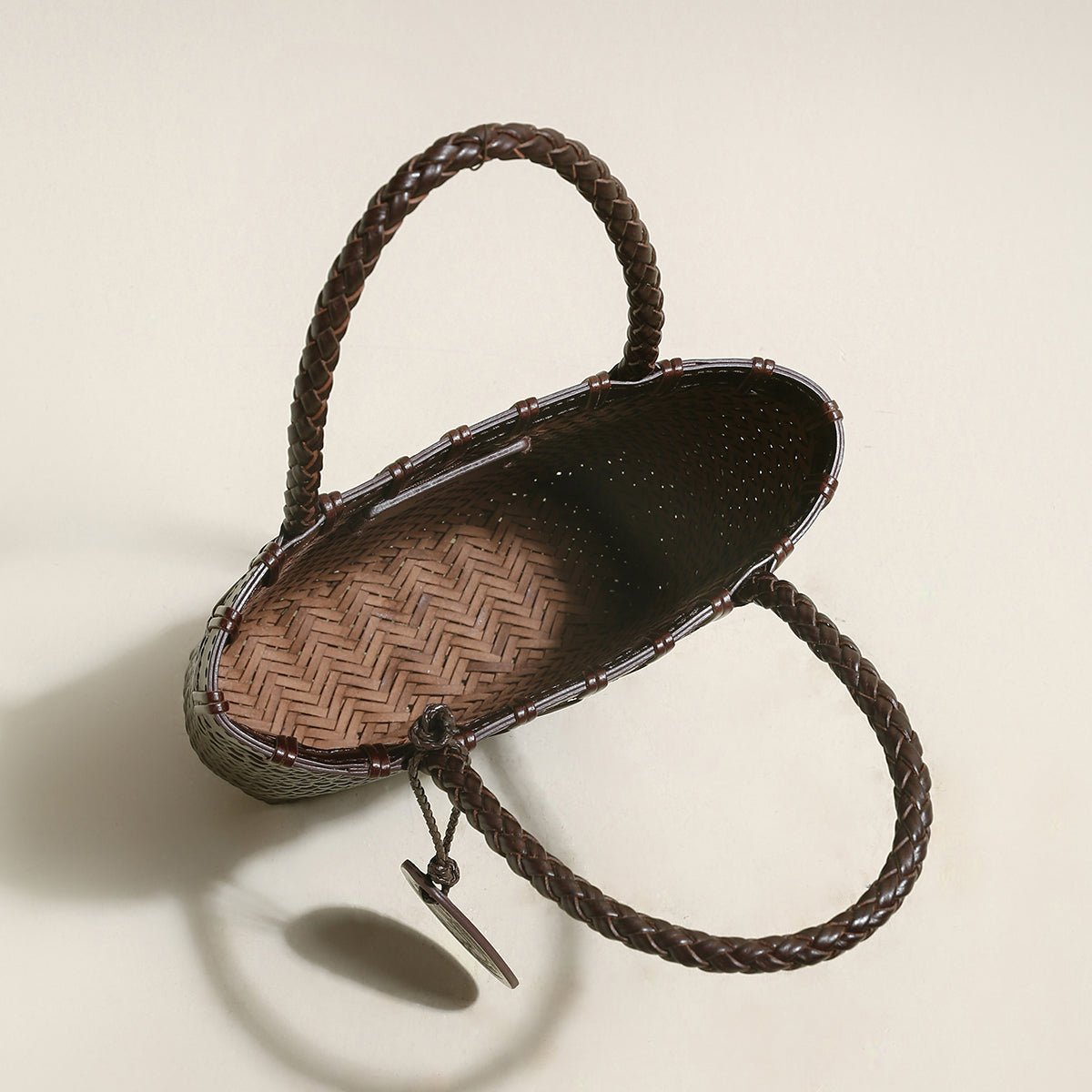 Siena Handwoven Calf Leather Basket Tote – Artisan Herringbone Leather Carryall with Signature Charm-2